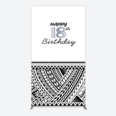 Aperturee - Aperturee Black Polynesian Patterns 18th Birthday Rectangle Backdrop